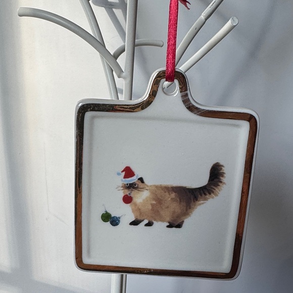 Fringe Studio Other - Fringe Christmas ornament featuring a Cat caring, a red Christmas ornament